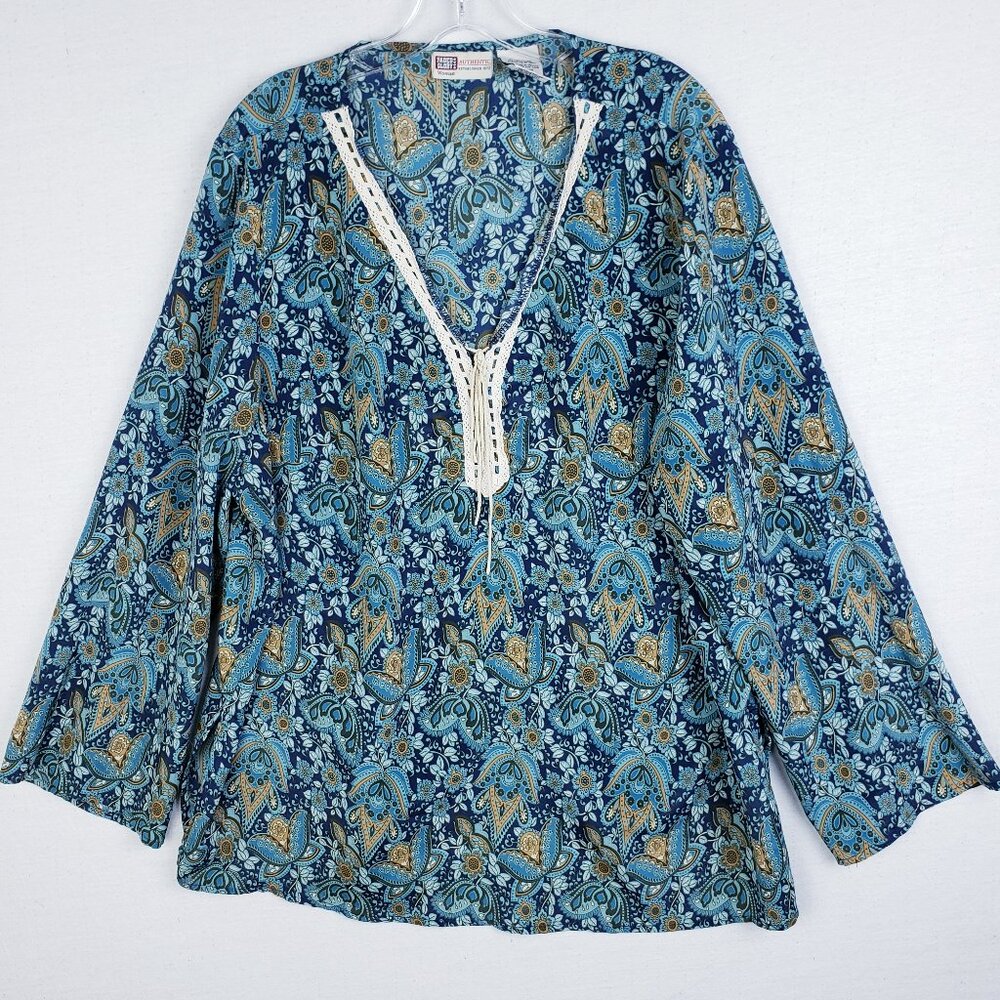 Vintage Y2K Faded Glory Blouse Top Cottagecore Boho Paisley Floral size 22/24